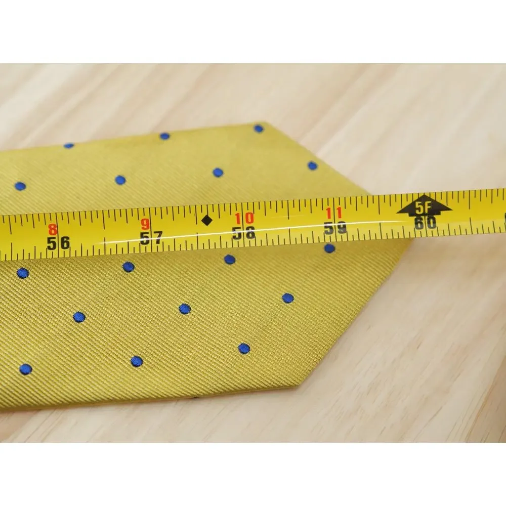 Brooks Brothers Makers Mens Neck Repp Tie Silk Yellow Polka Dot 3.25